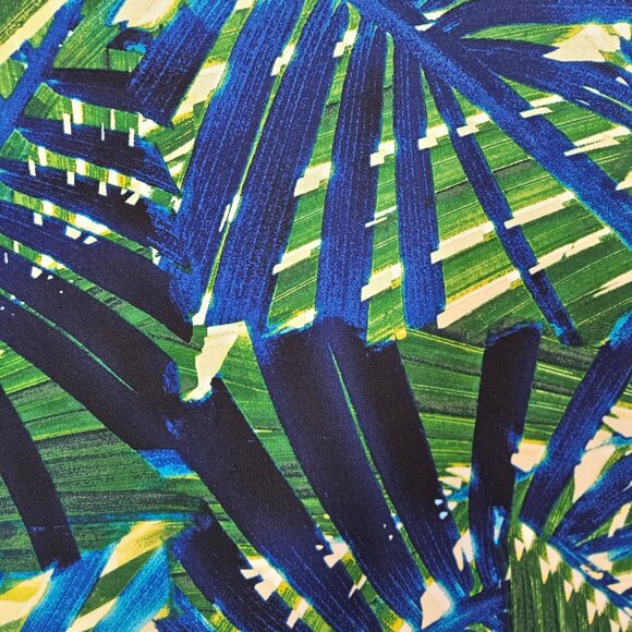 Worthington Blouse Womens 2X Bold Colorful Tropical Leaf Pleats Top casual flowy - Picture 7 of 11